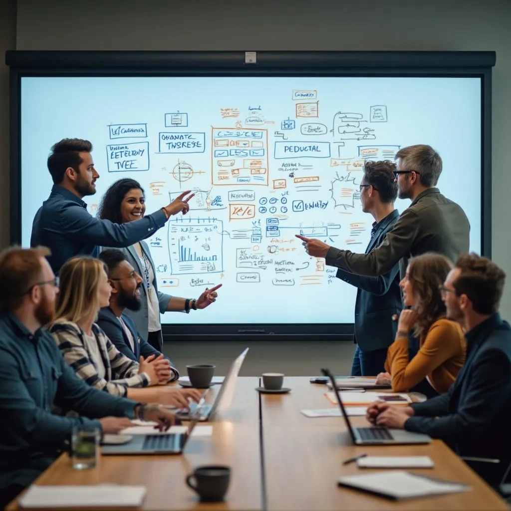 Equipo de consultores en una sesión de brainstorming
